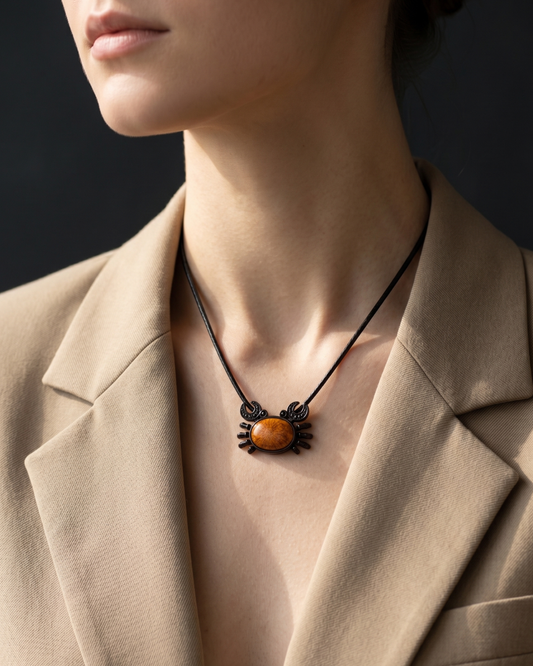Marine Bezeled Coral Fossil Necklace