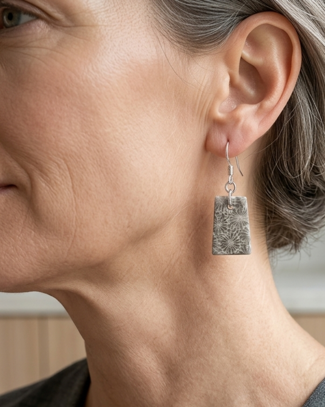 Cascade Drop Earrings in Coral Fossil