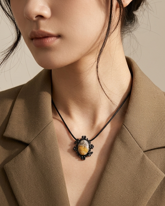 Fairy Bezeled Coral Fossil necklace