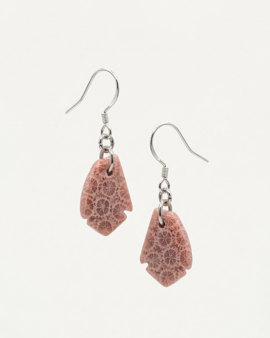 Drift Drop Earrings in Coral Fossil