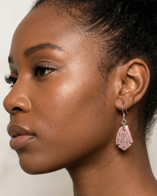 Drift Drop Earrings in Coral Fossil