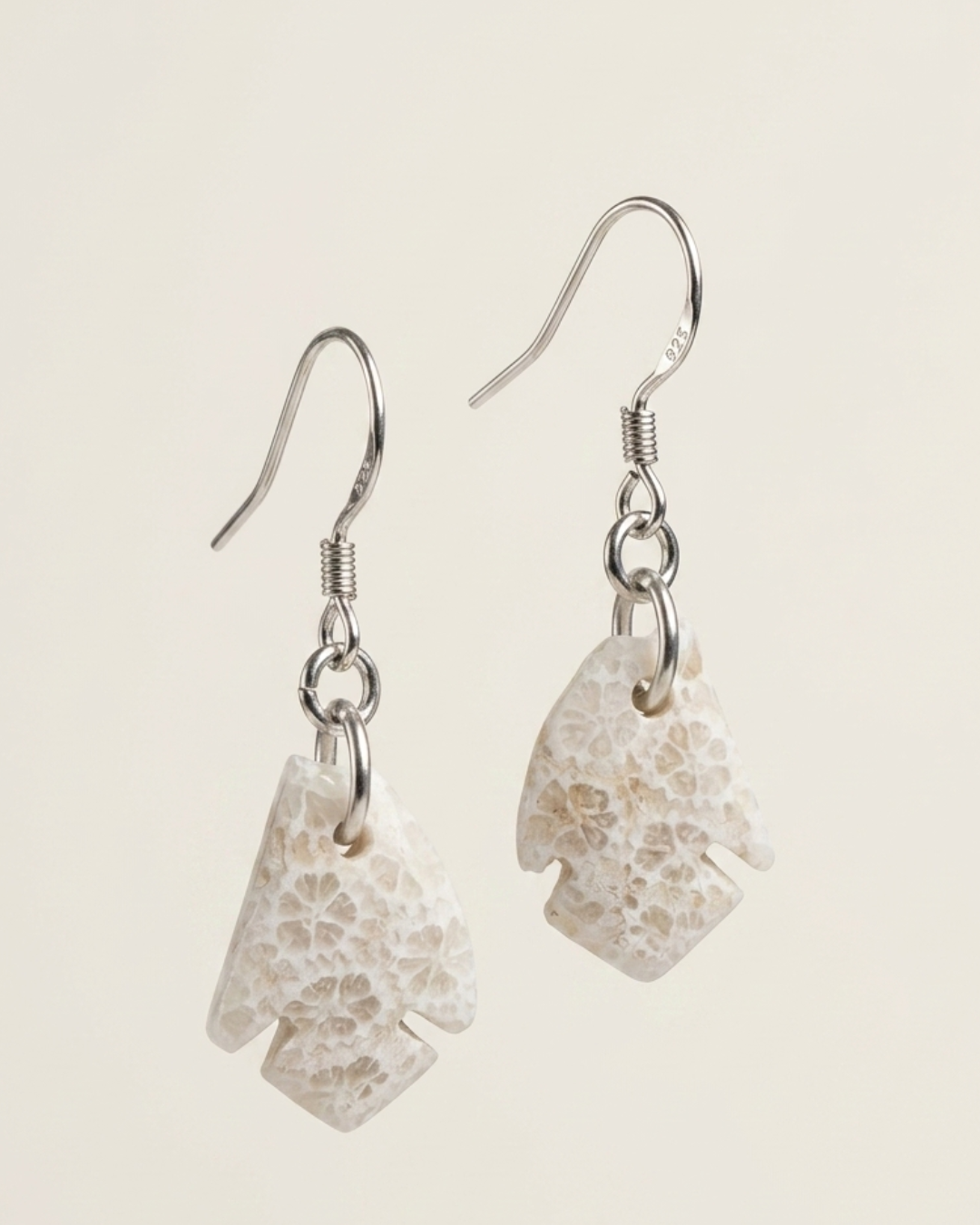 Drift Drop Earrings in Coral Fossil