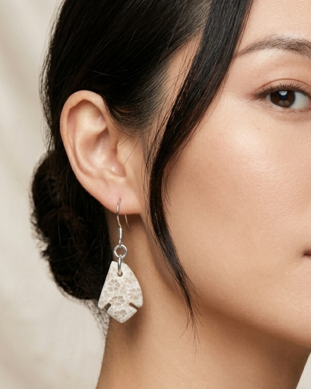 Drift Drop Earrings in Coral Fossil
