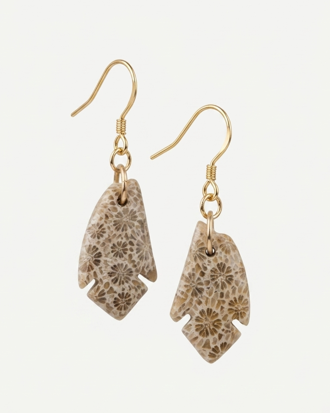 Drift Drop Earrings in Coral Fossil