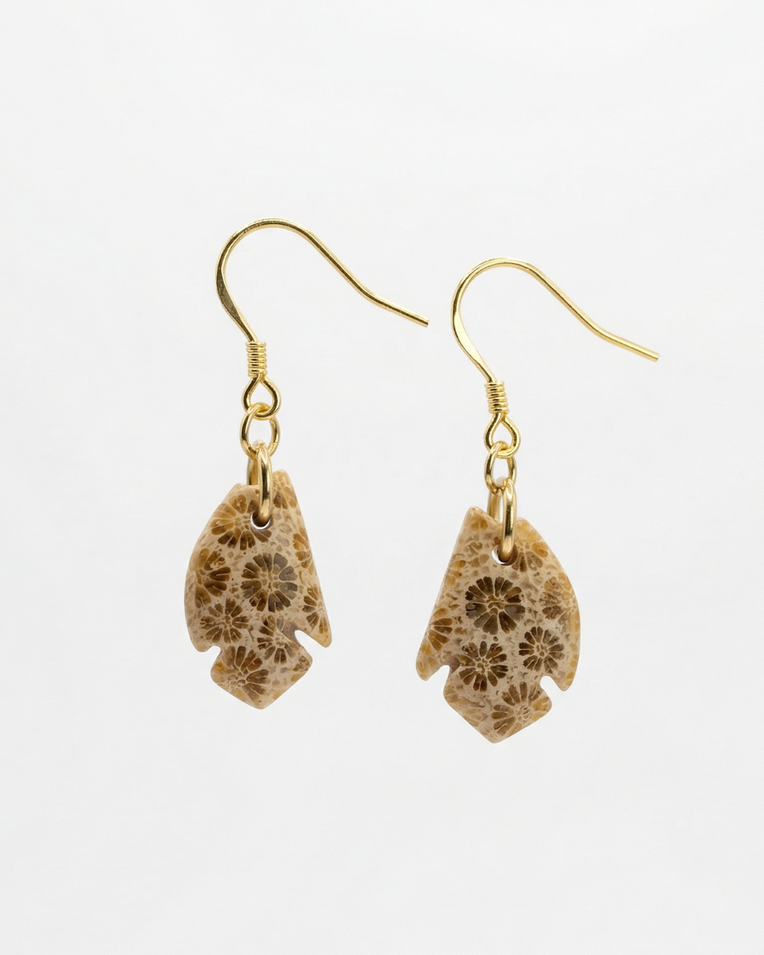 Drift Drop Earrings in Coral Fossil