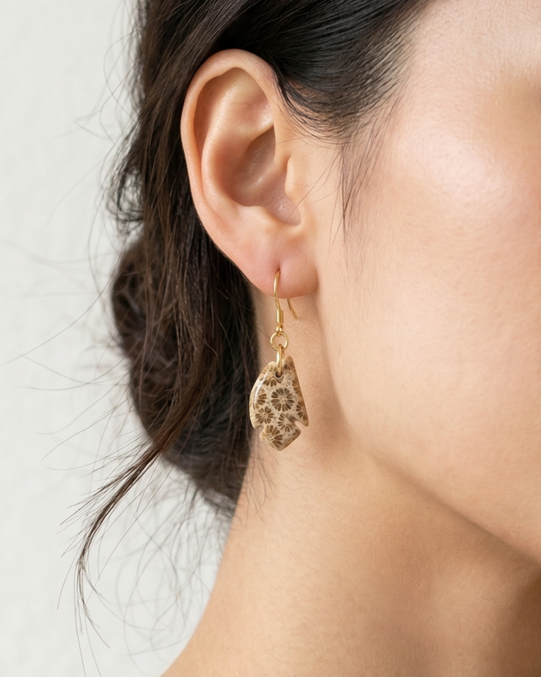 Drift Drop Earrings in Coral Fossil