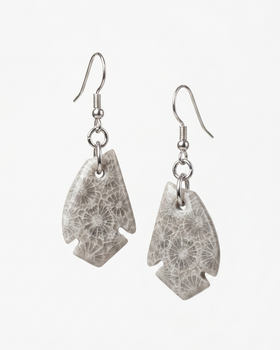 Drift Drop Earrings in Coral Fossil