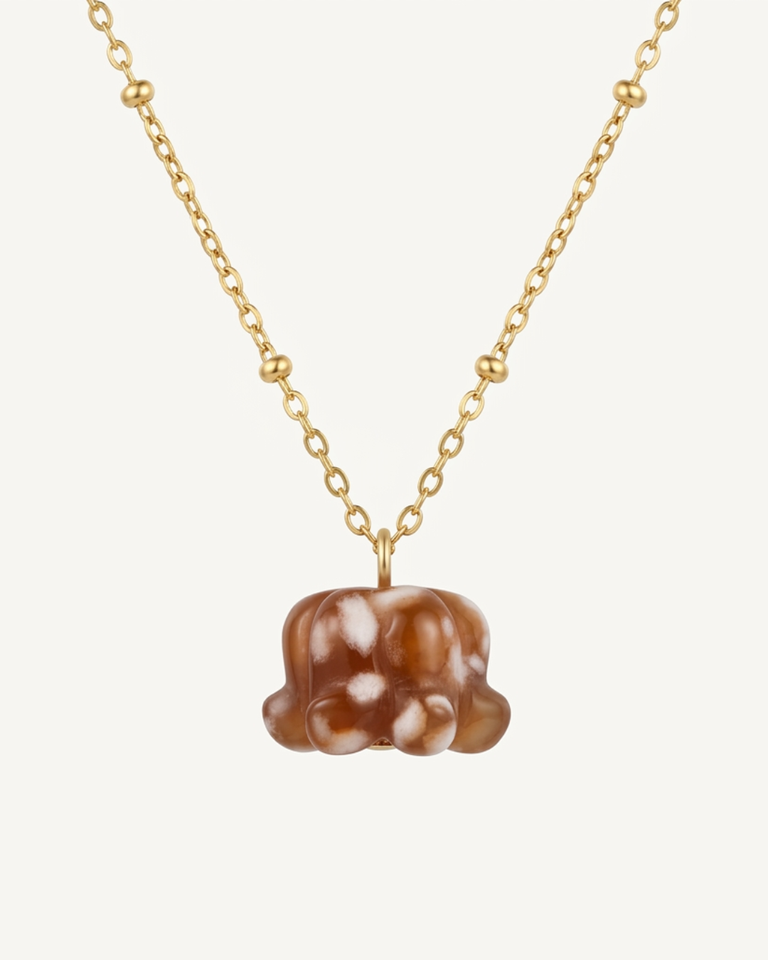 Lily of the Valley Flower Agate Pendant Necklace