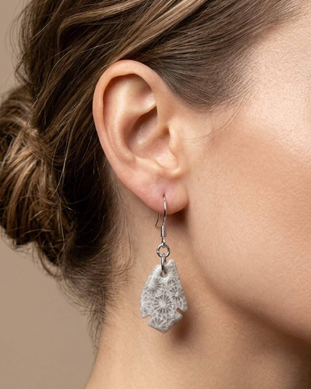 Drift Drop Earrings in Coral Fossil