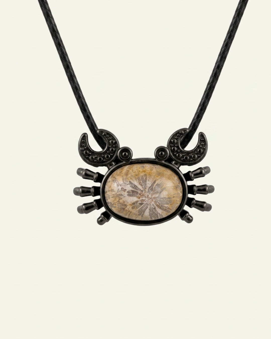 Marine Bezeled Coral Fossil Necklace