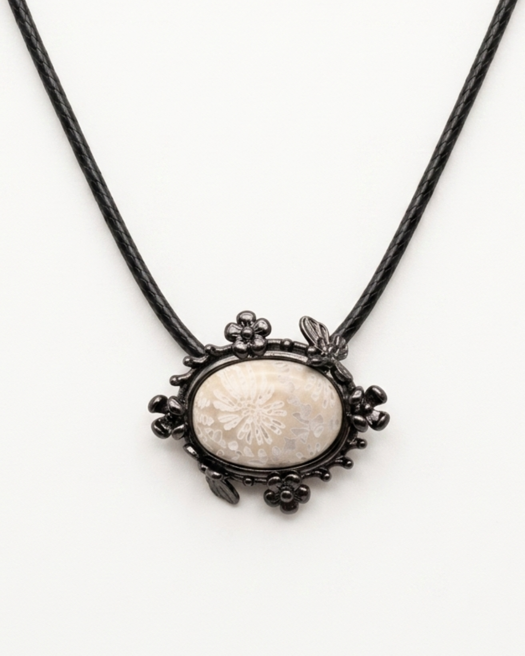 Fairy Bezeled Coral Fossil necklace