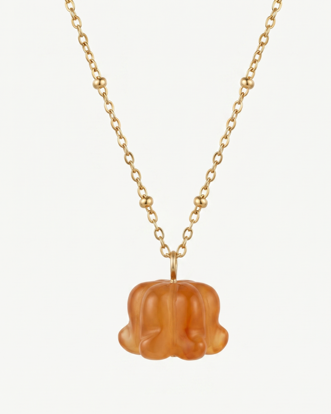 Lily of the Valley Flower Agate Pendant Necklace
