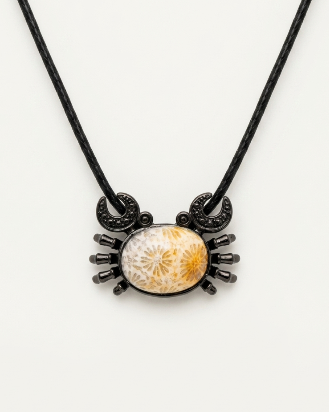 Marine Bezeled Coral Fossil Necklace
