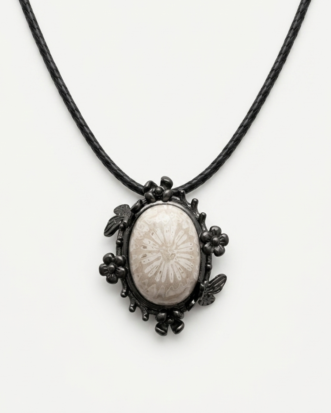 Fairy Bezeled Coral Fossil necklace