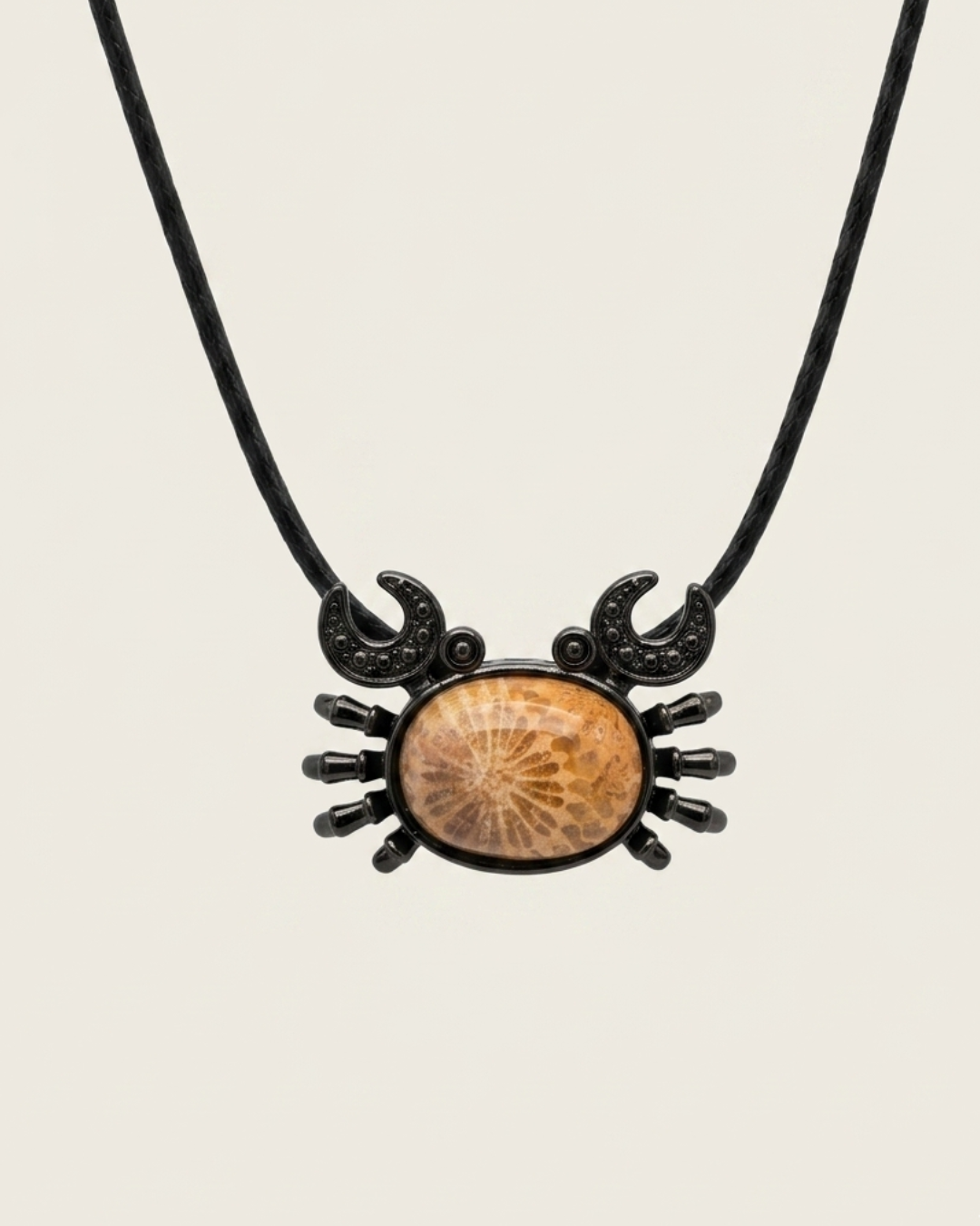 Marine Bezeled Coral Fossil Necklace