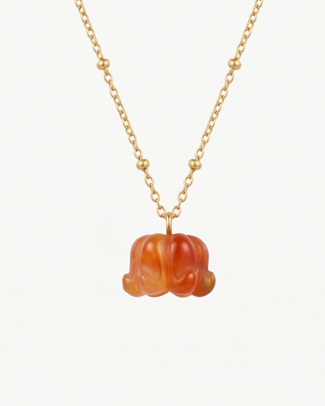 Lily of the Valley Flower Agate Pendant Necklace