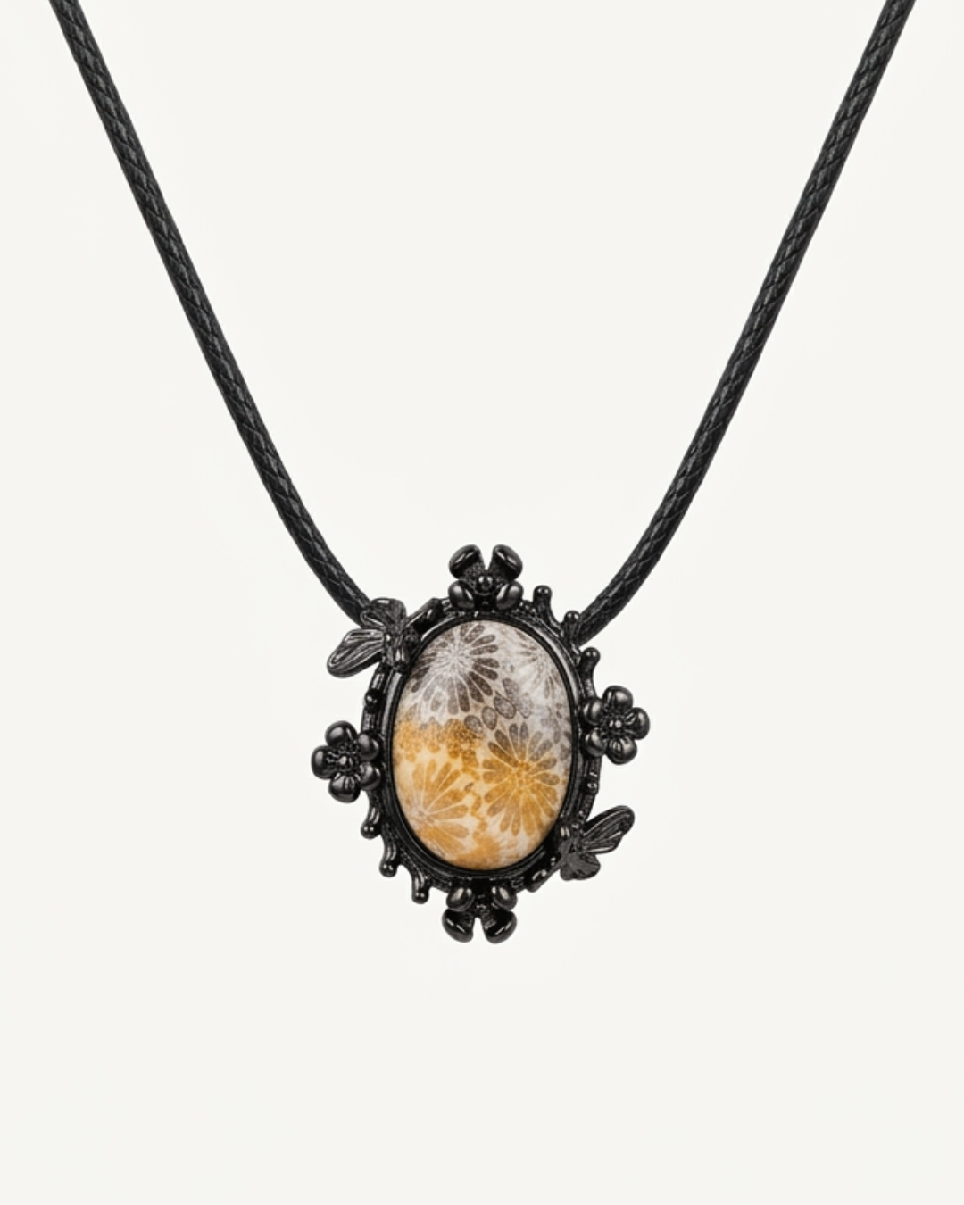 Fairy Bezeled Coral Fossil necklace