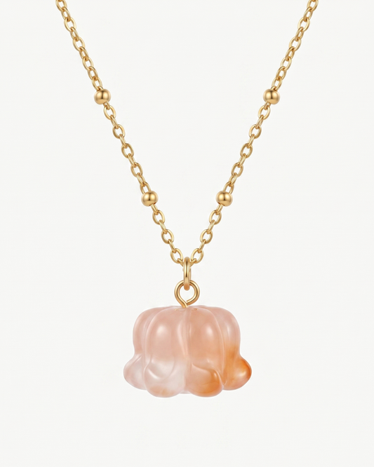 Lily of the Valley Flower Agate Pendant Necklace