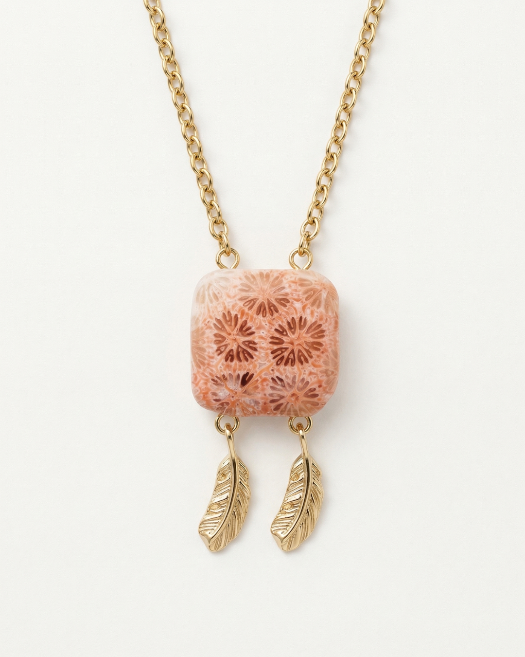 Terra Charm Necklace in Coral Fossil