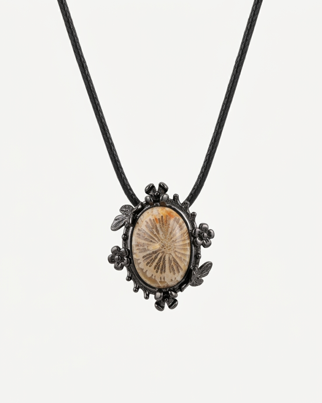 Fairy Bezeled Coral Fossil necklace