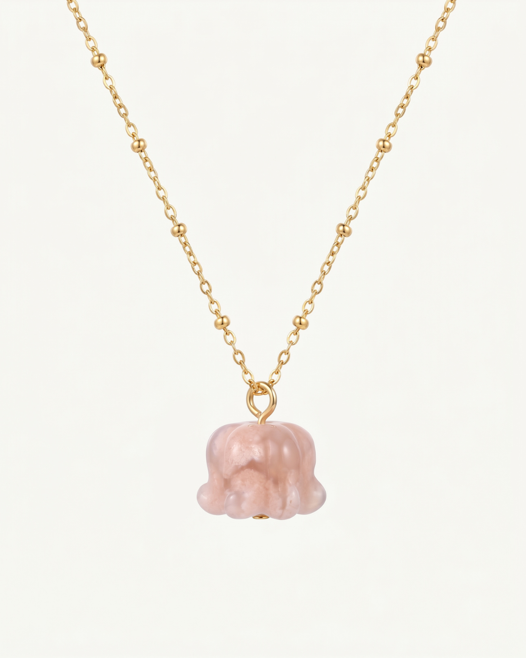 Lily of the Valley Flower Agate Pendant Necklace