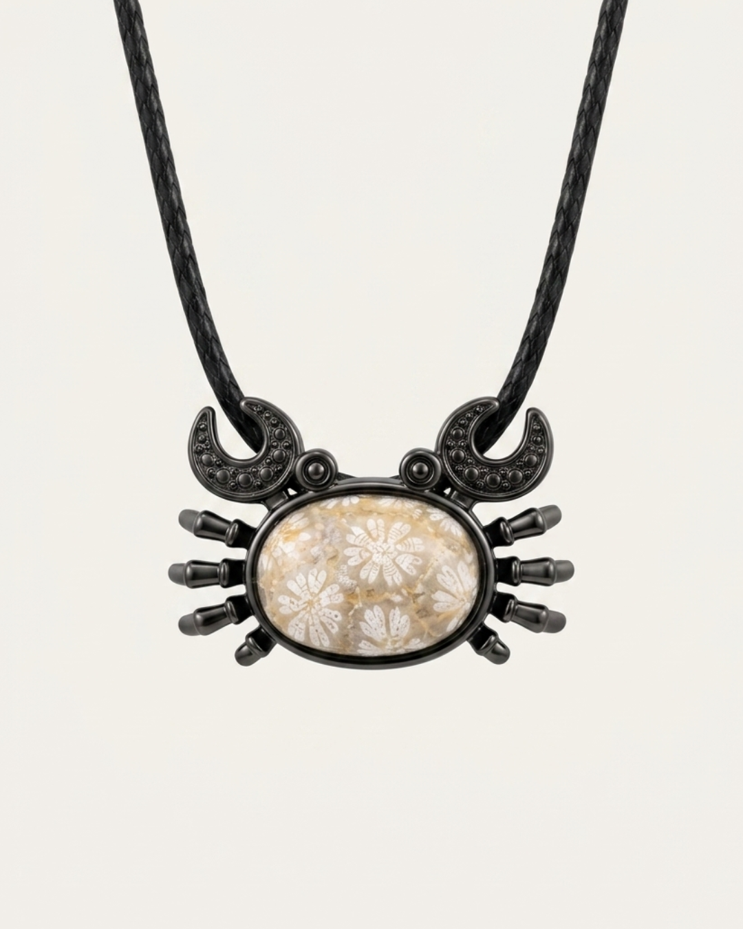 Marine Bezeled Coral Fossil Necklace