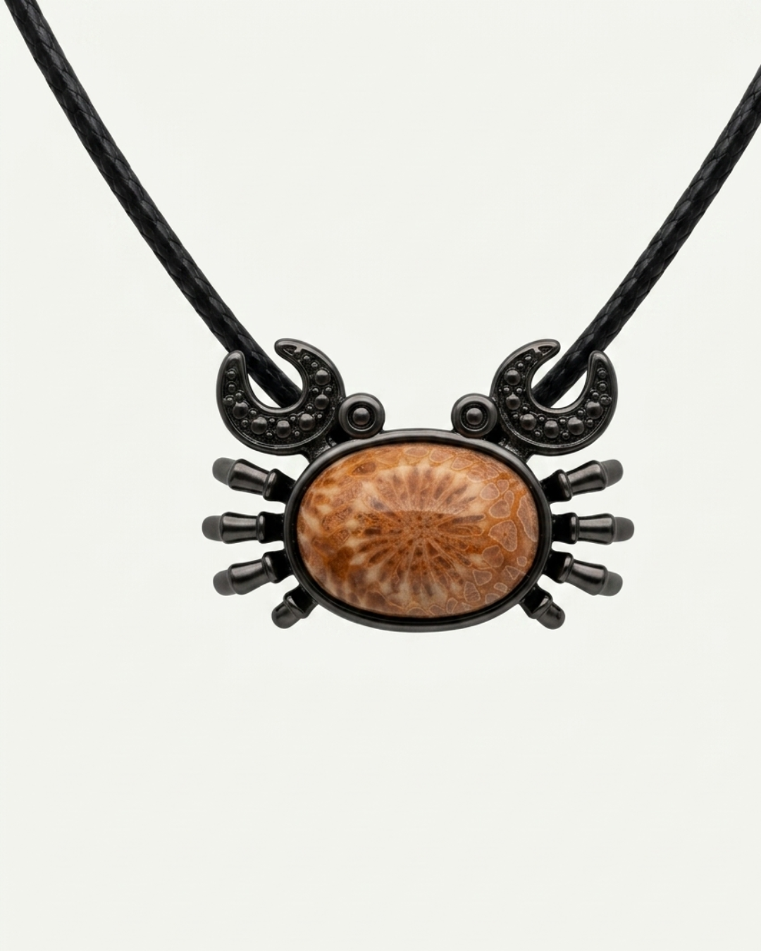 Marine Bezeled Coral Fossil Necklace