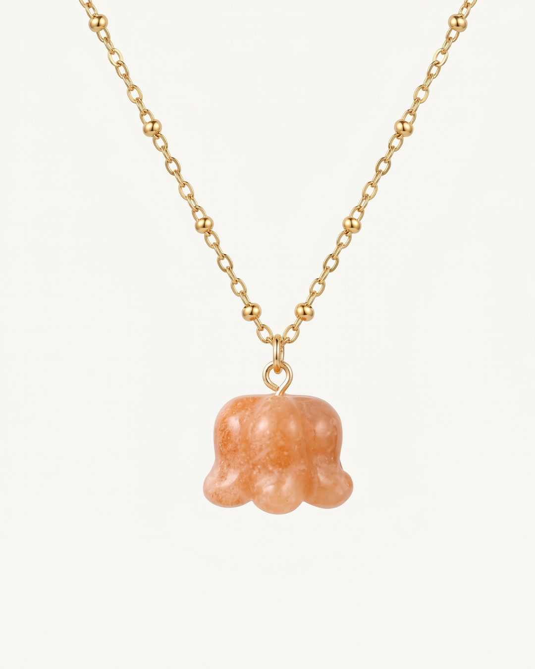 Lily of the Valley Flower Agate Pendant Necklace