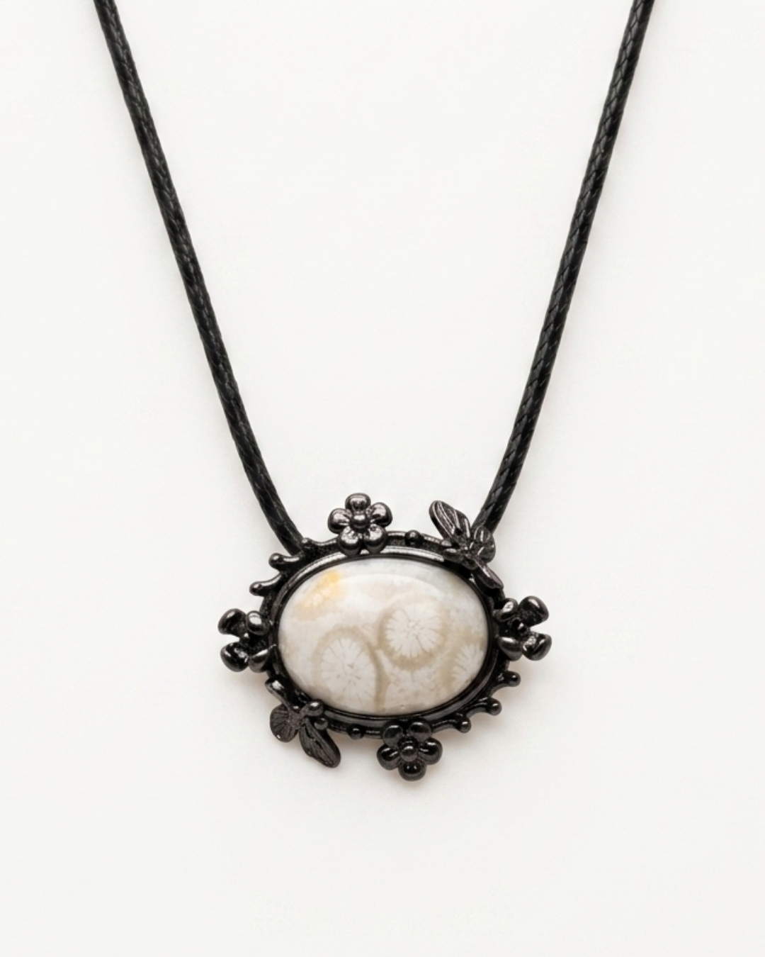 Fairy Bezeled Coral Fossil necklace