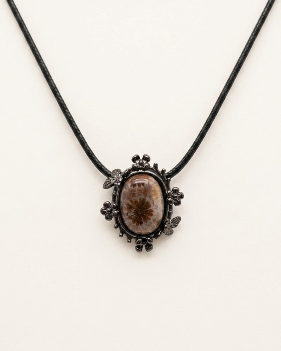 Fairy Bezeled Coral Fossil necklace