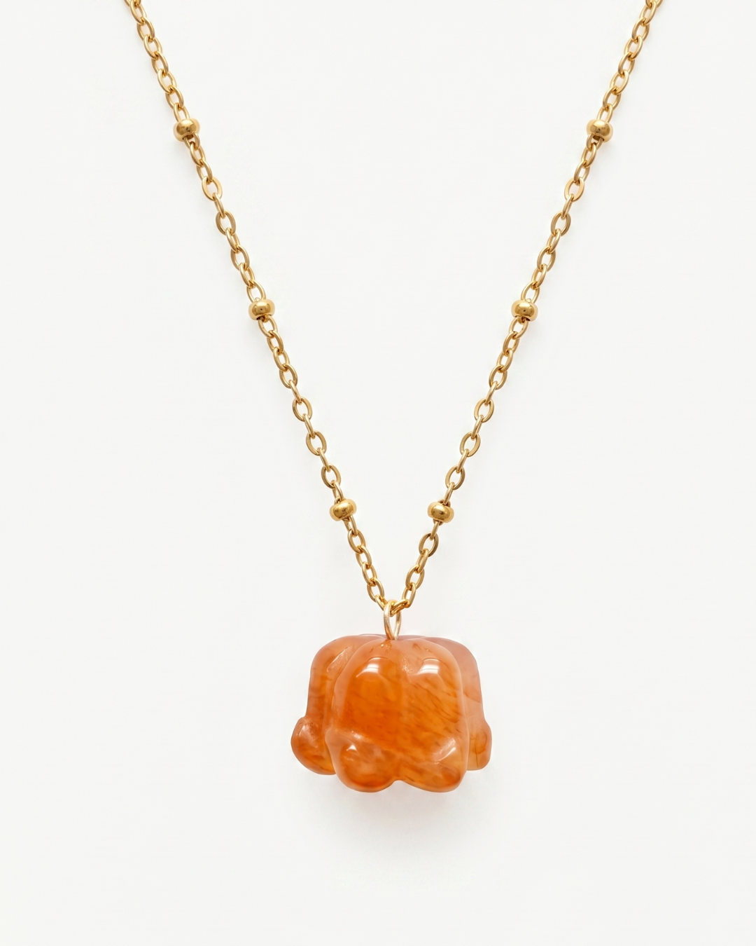 Lily of the Valley Flower Agate Pendant Necklace