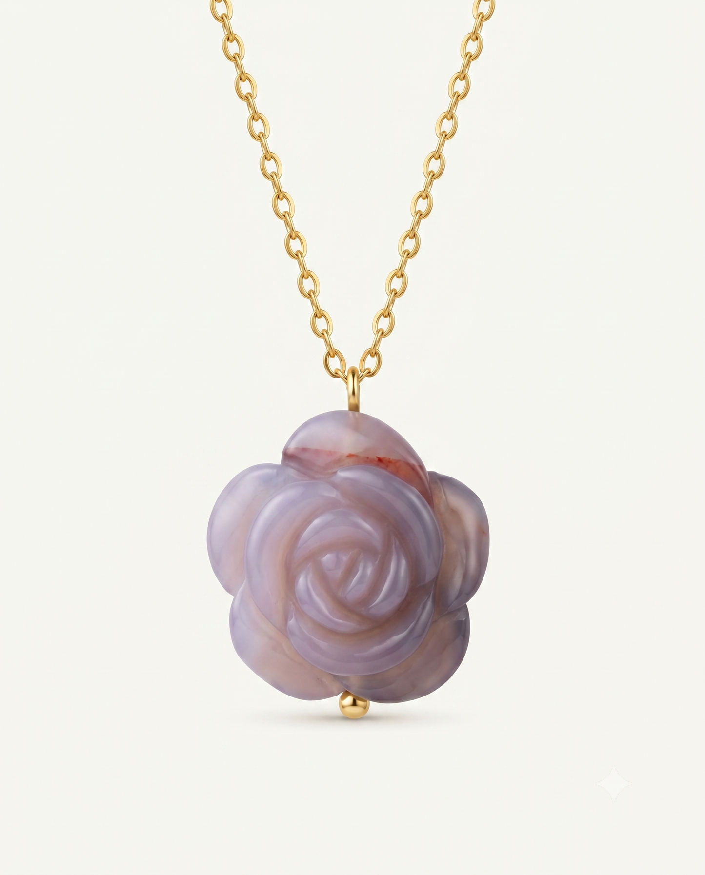 Camellia Pendant Necklace in Flower Agate