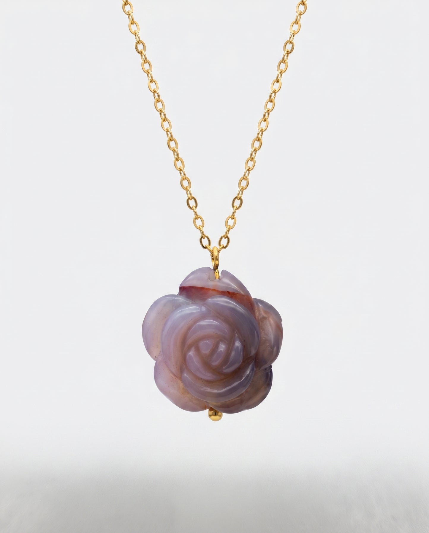 Camellia Pendant Necklace in Flower Agate