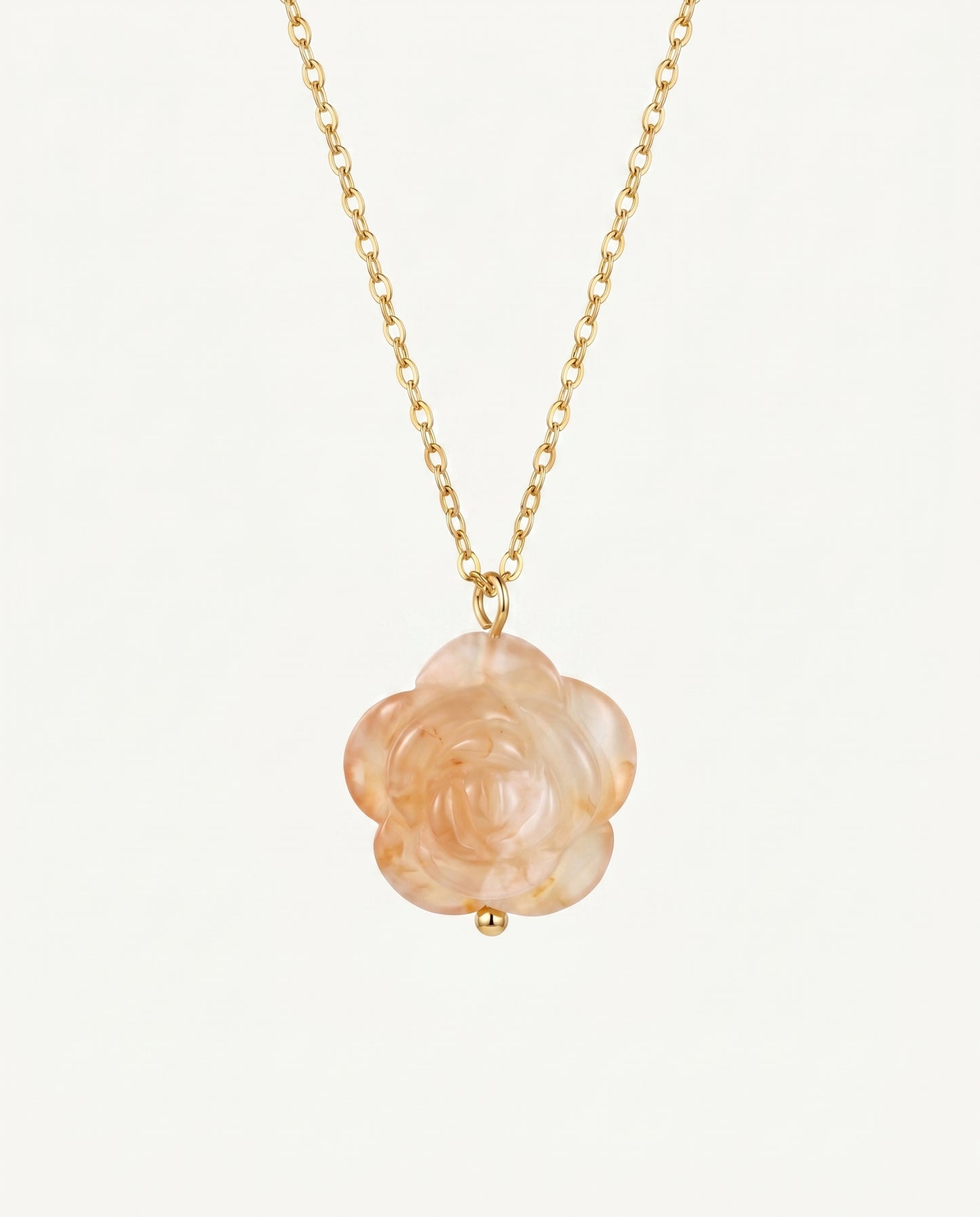 Camellia Pendant Necklace in Flower Agate