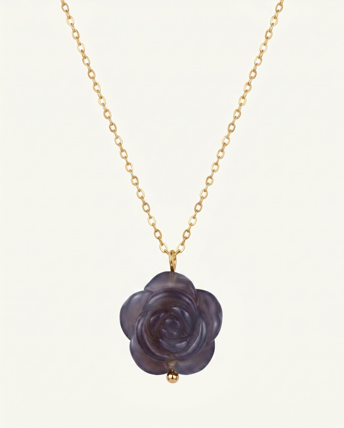 Camellia Pendant Necklace in Flower Agate