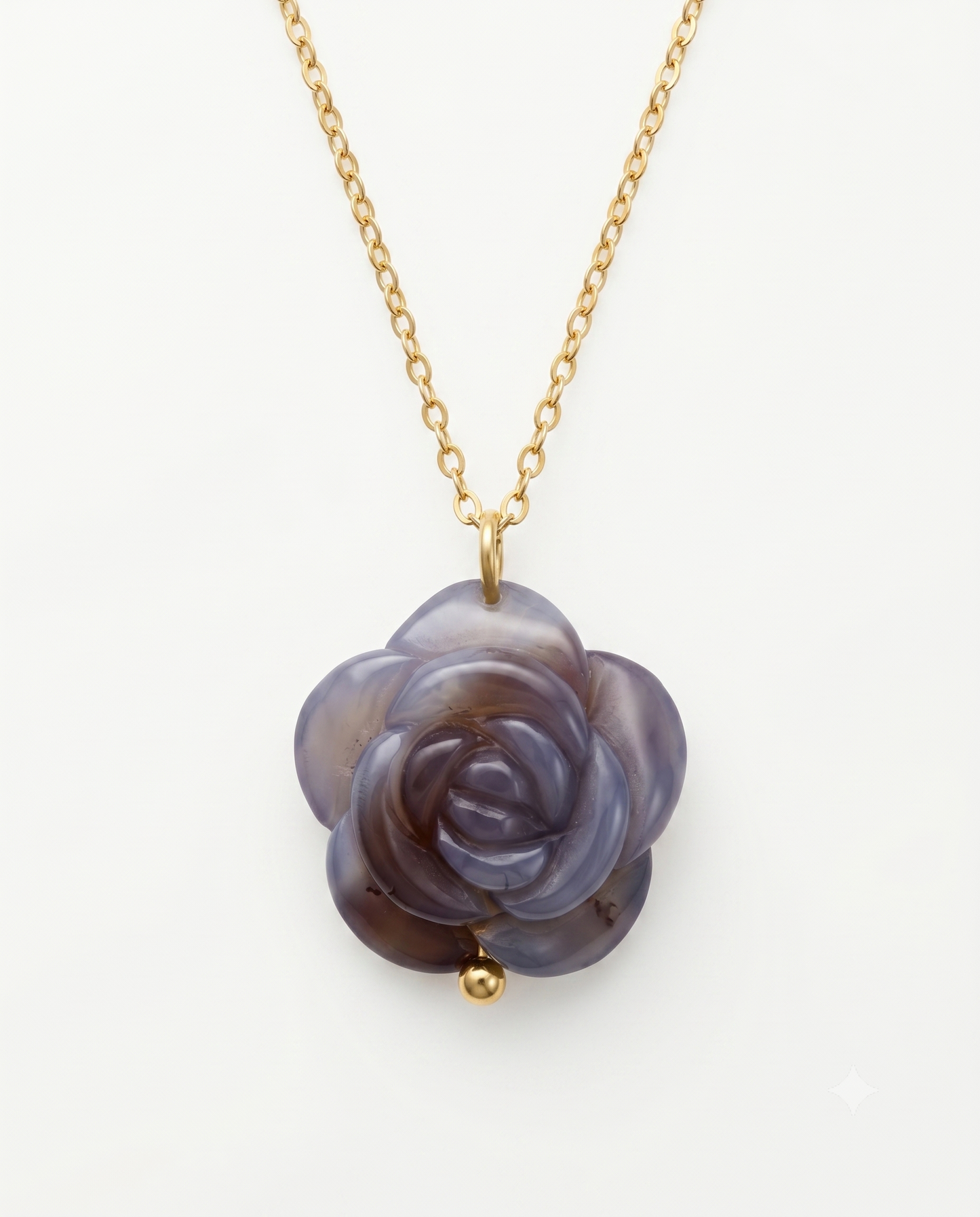 Camellia Pendant Necklace in Flower Agate