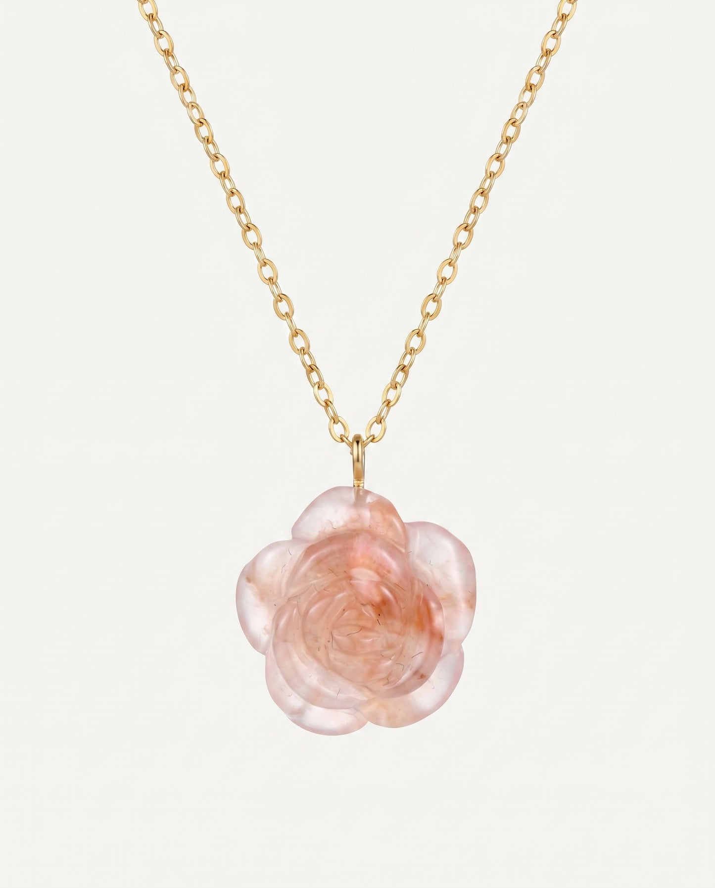 Camellia Pendant Necklace in Flower Agate