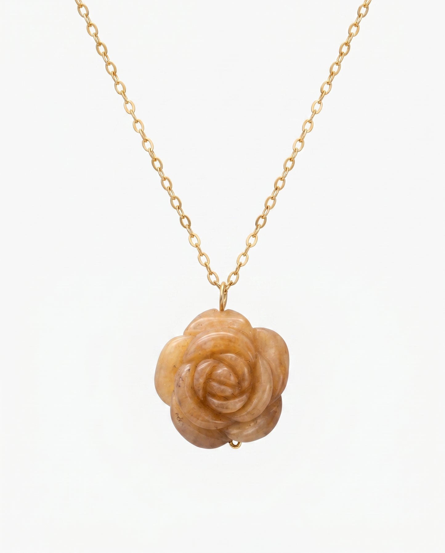 Camellia Pendant Necklace in Flower Agate