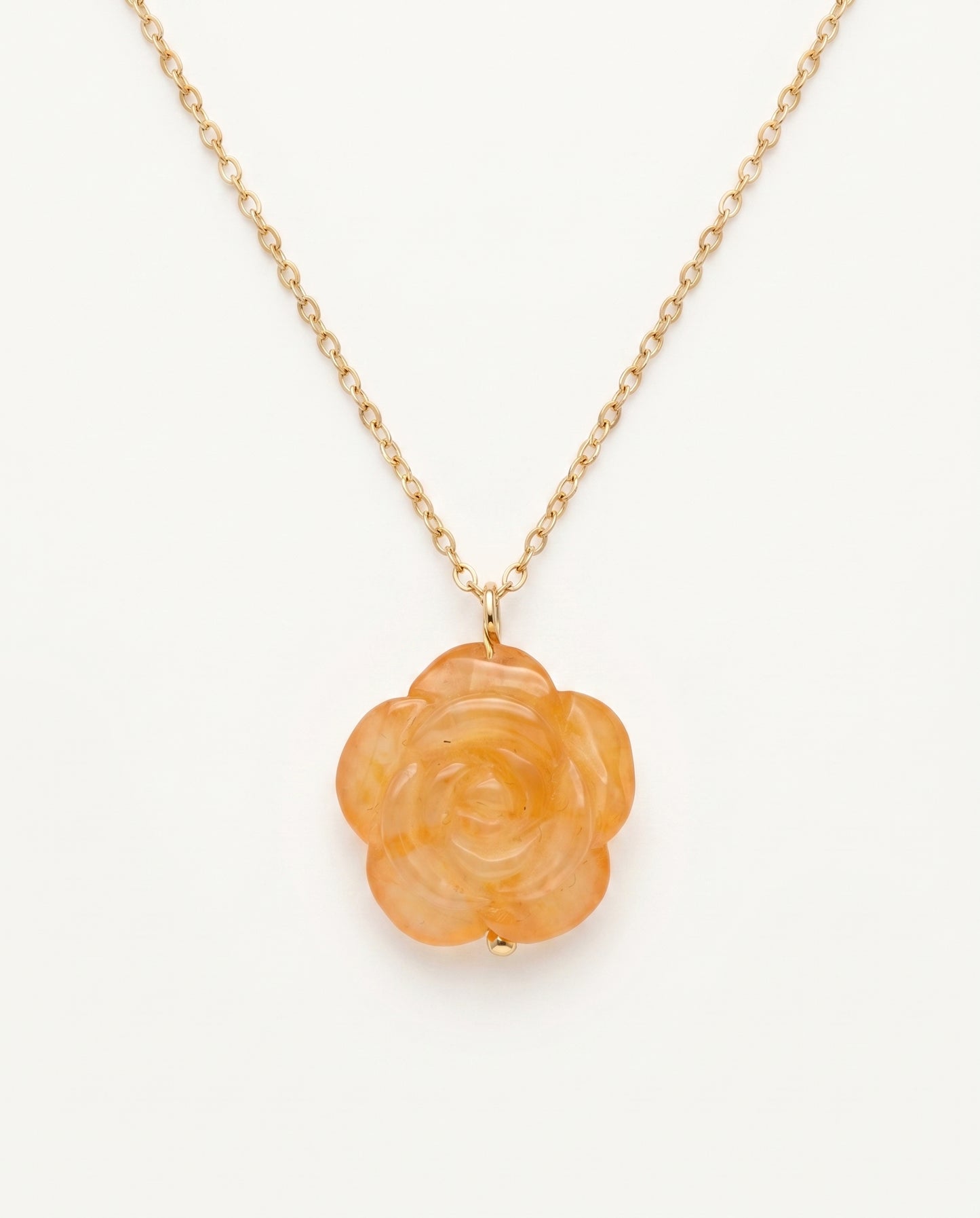 Camellia Pendant Necklace in Flower Agate
