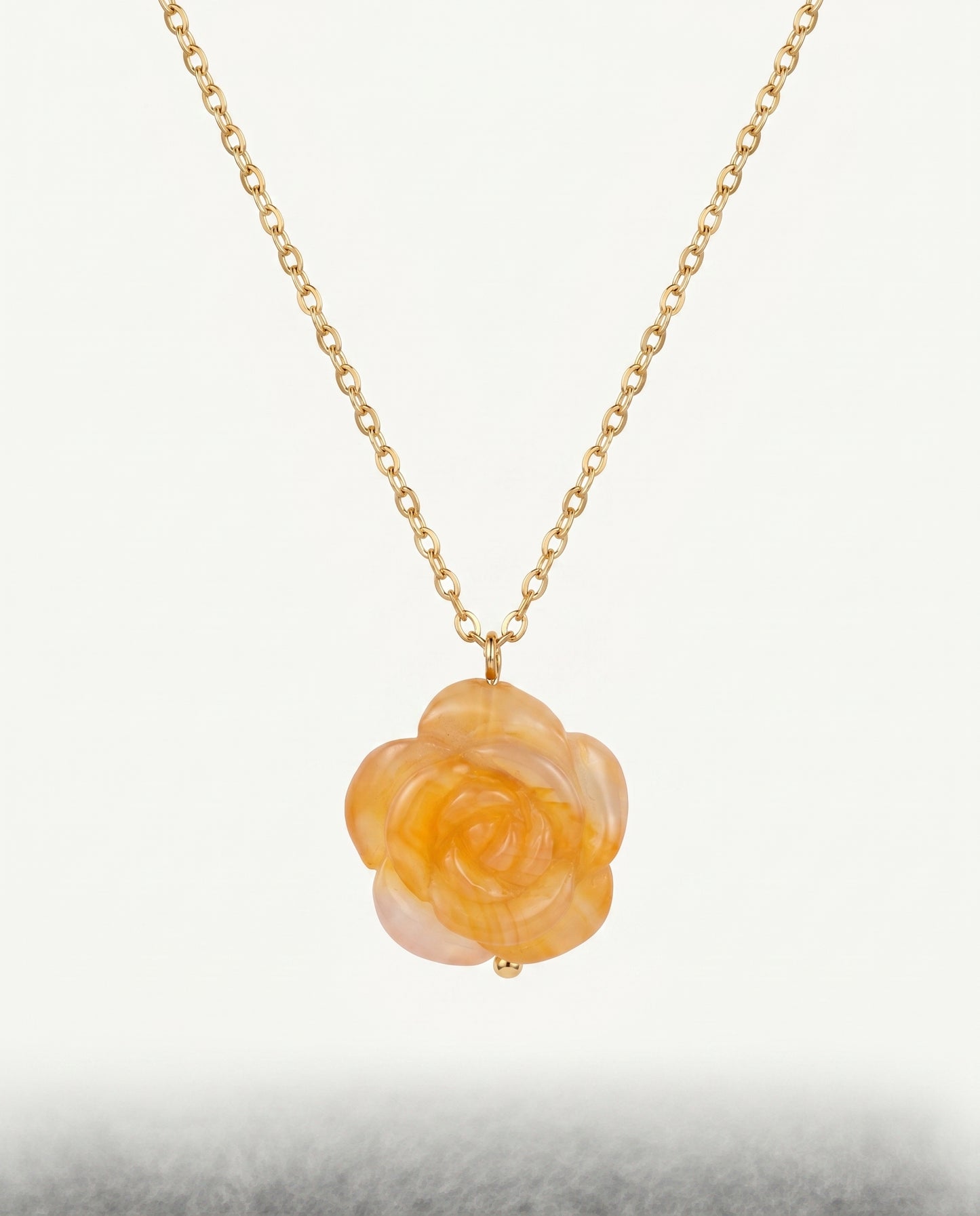 Camellia Pendant Necklace in Flower Agate