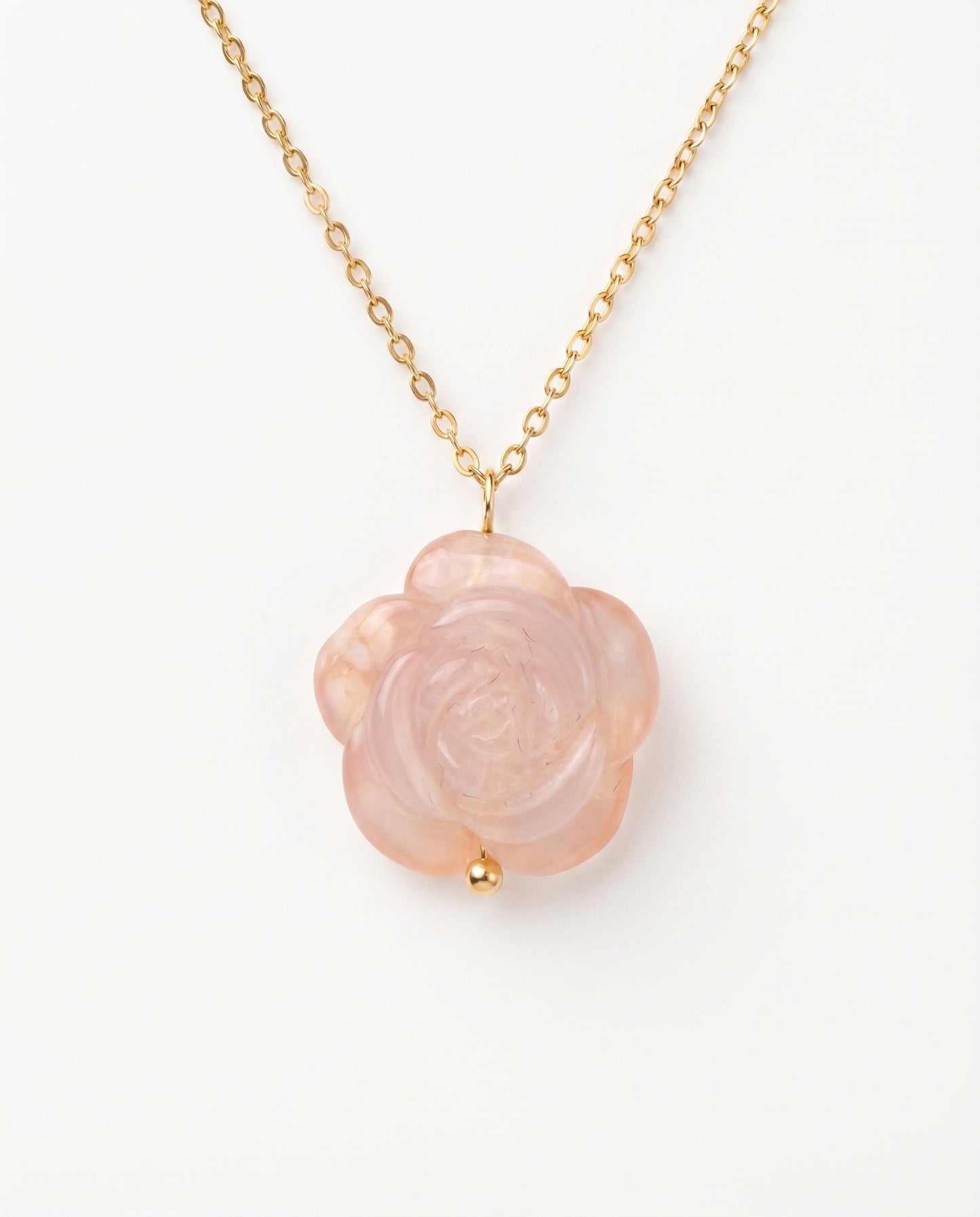 Camellia Pendant Necklace in Flower Agate