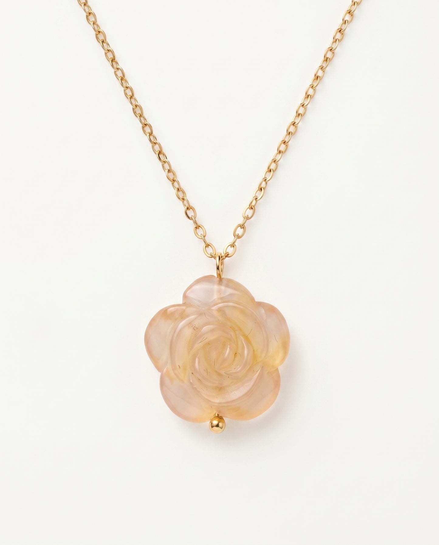 Camellia Pendant Necklace in Flower Agate