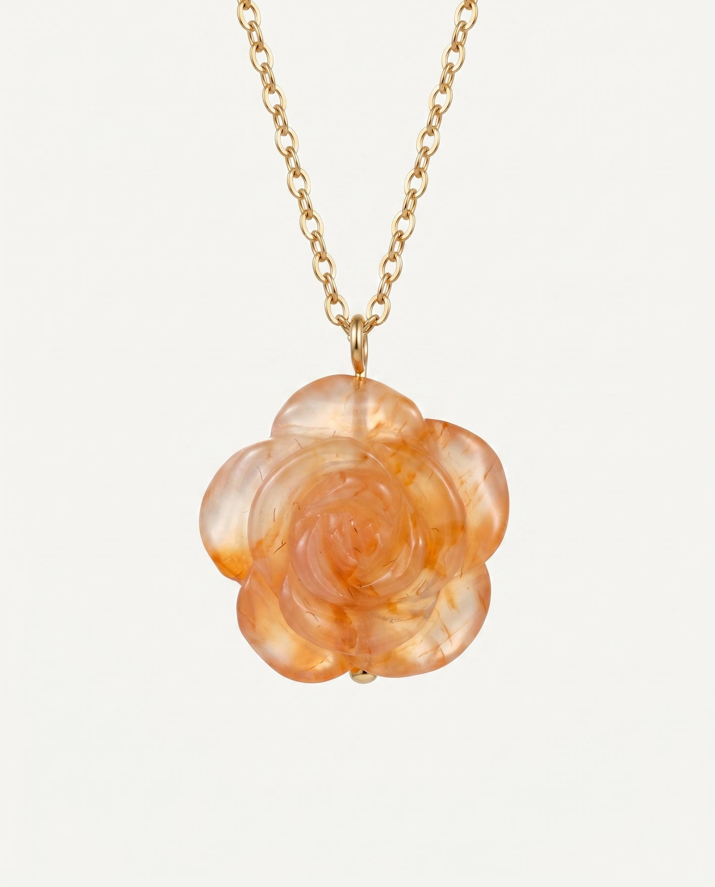 Camellia Pendant Necklace in Flower Agate