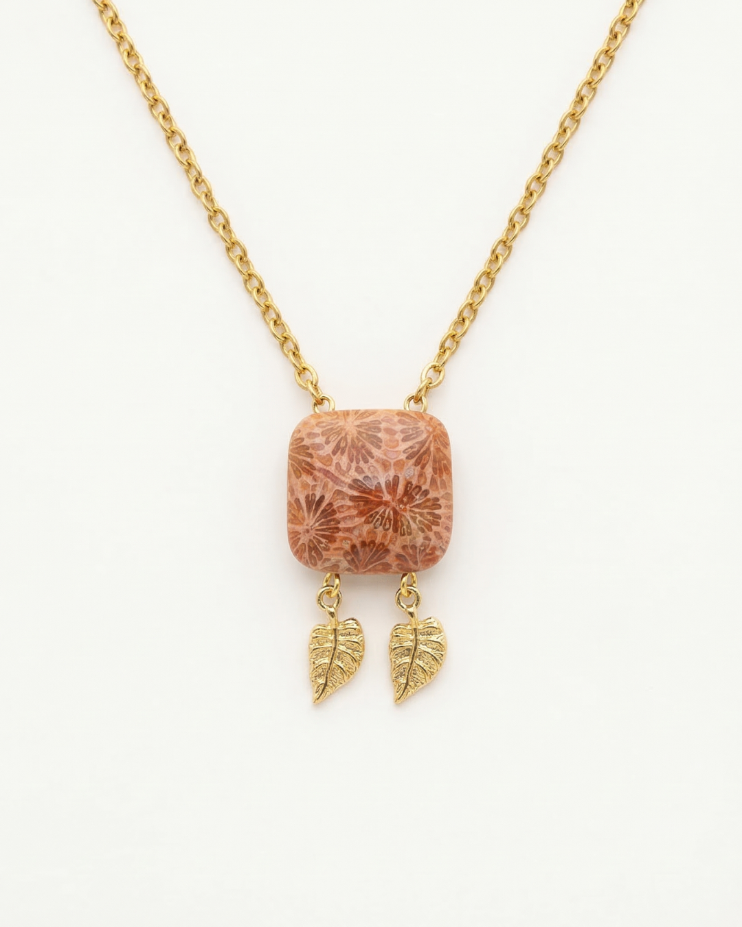 Terra Charm Necklace in Coral Fossil