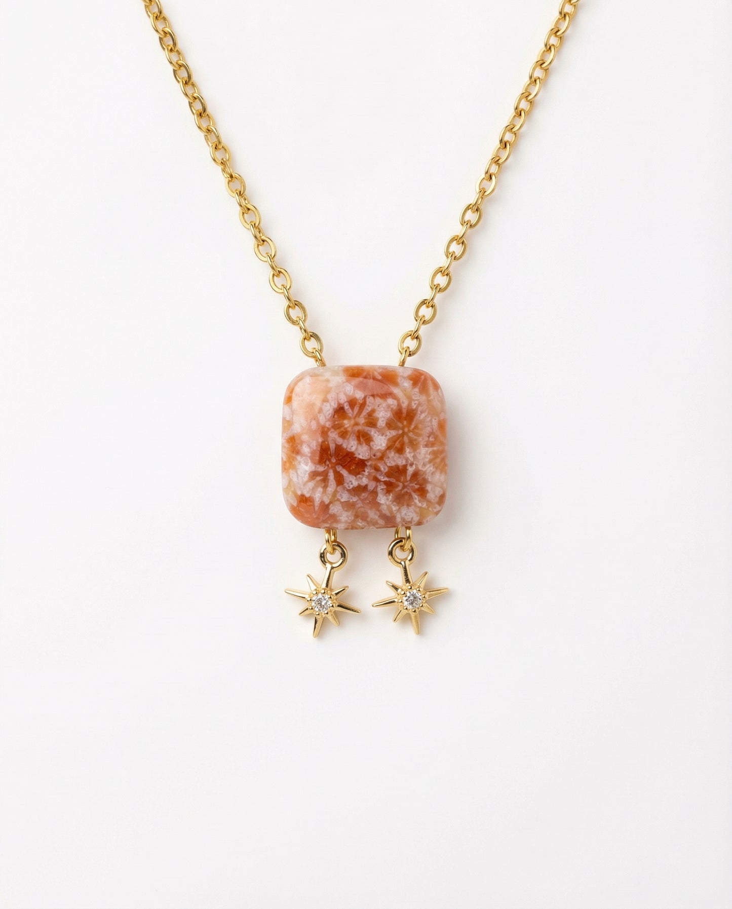 Terra Charm Necklace in Coral Fossil