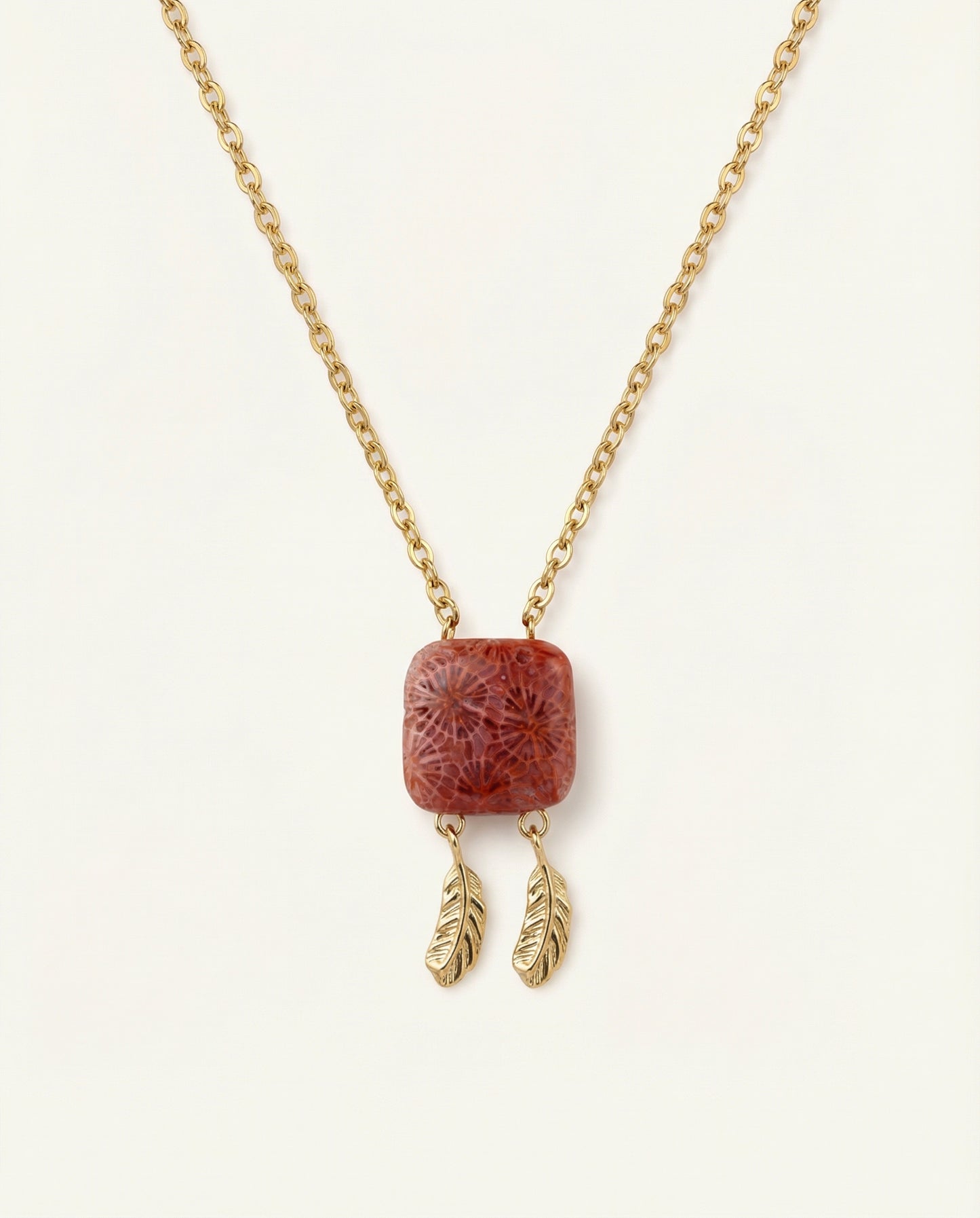 Terra Charm Necklace in Coral Fossil