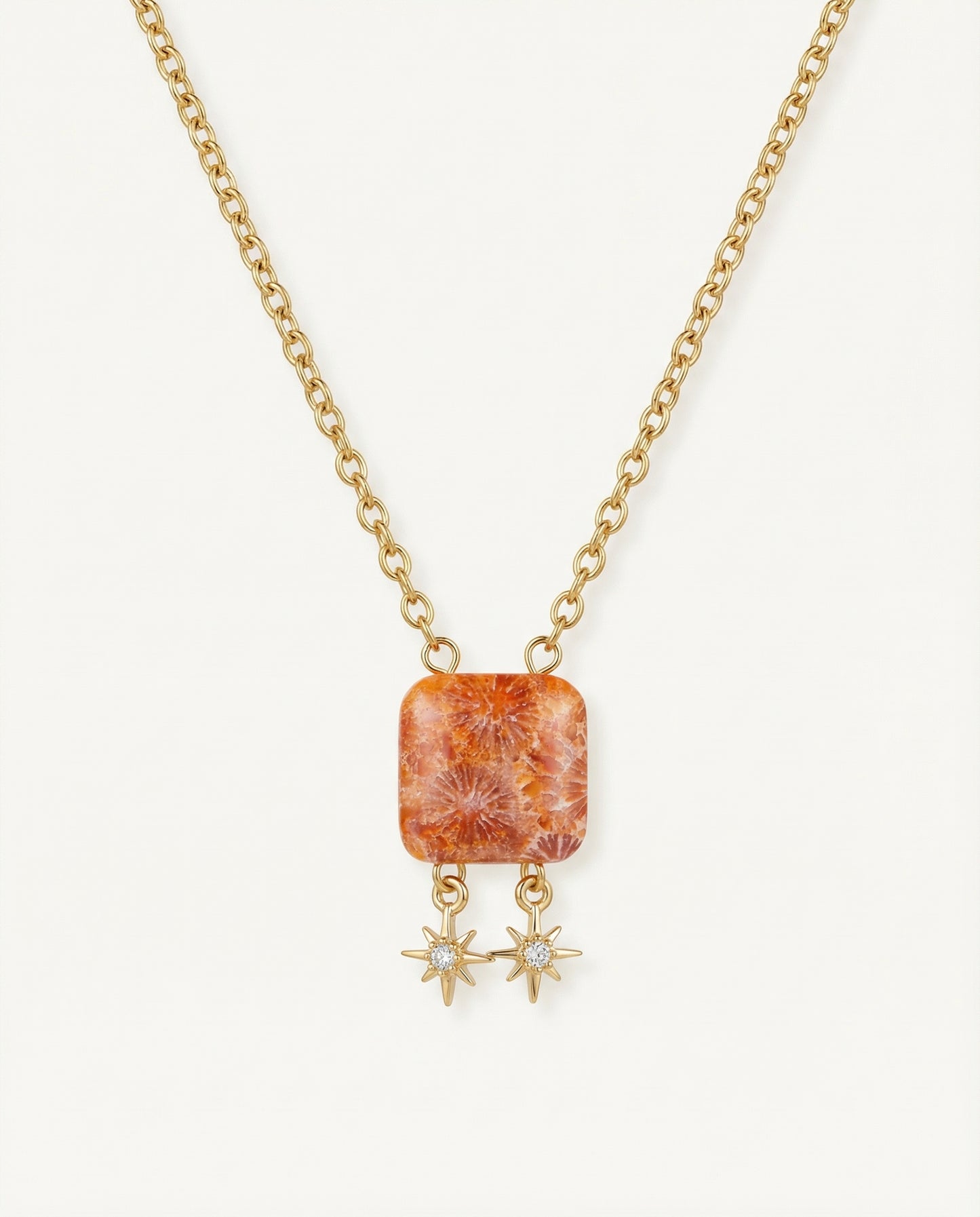 Terra Charm Necklace in Coral Fossil
