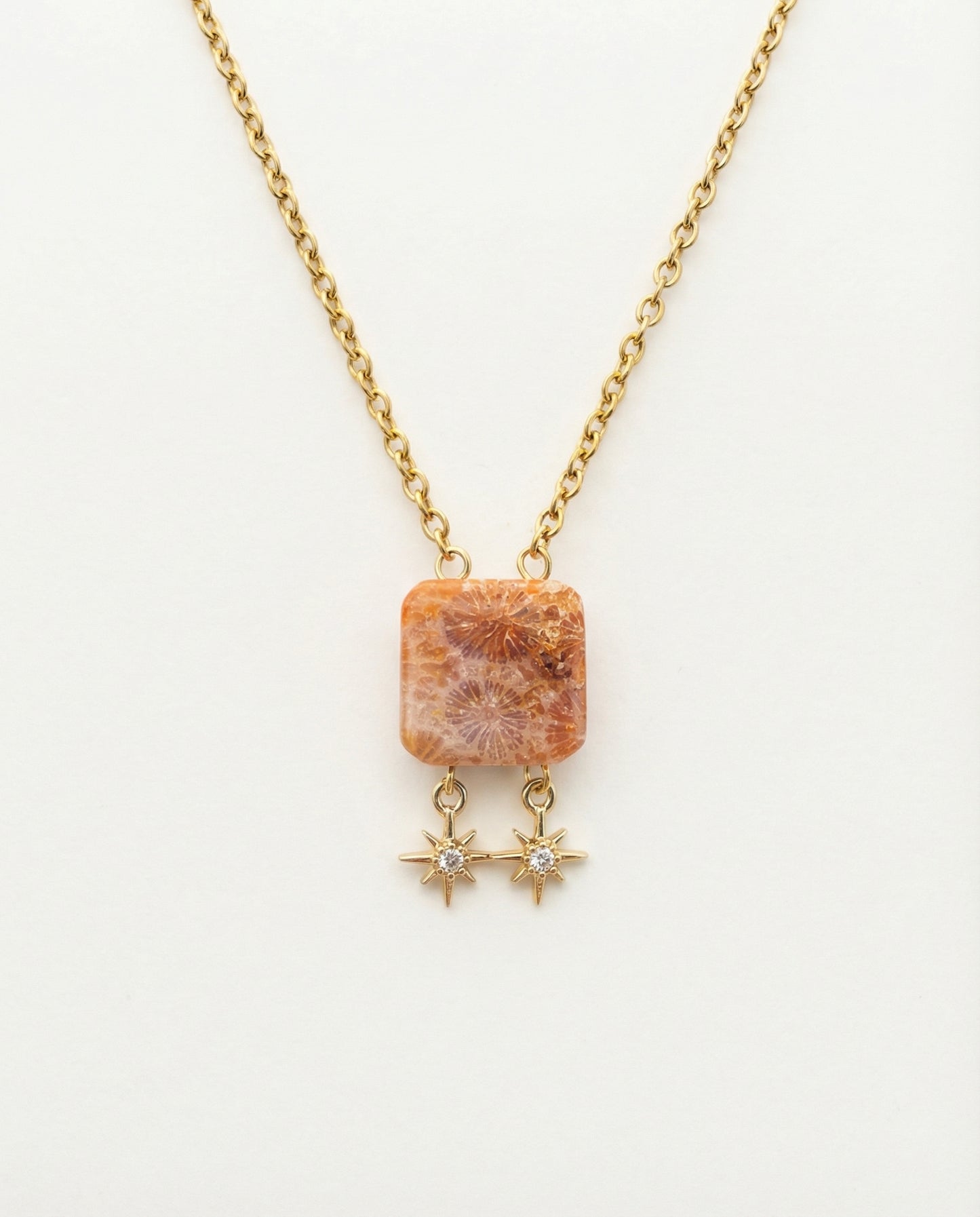Terra Charm Necklace in Coral Fossil