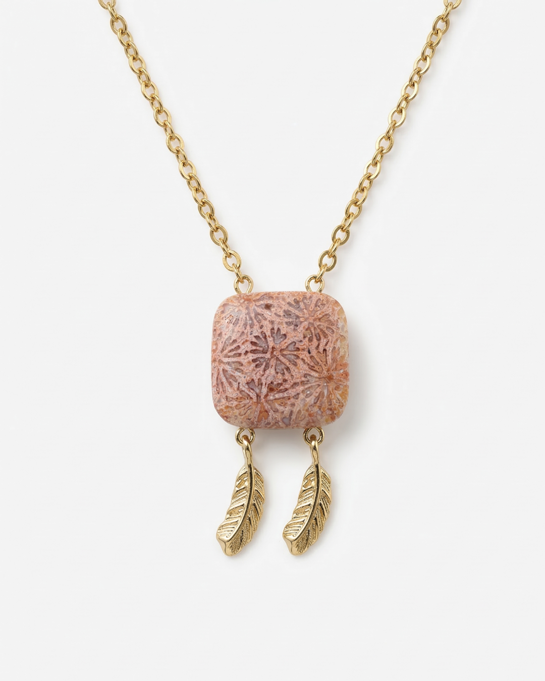 Terra Charm Necklace in Coral Fossil