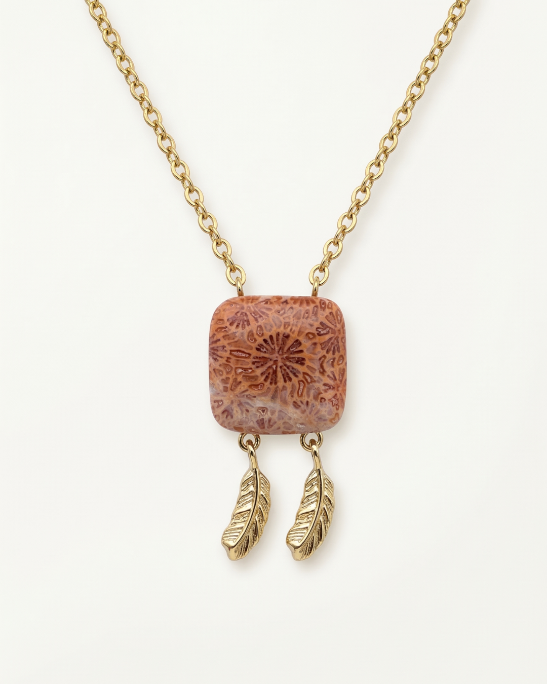 Terra Charm Necklace in Coral Fossil